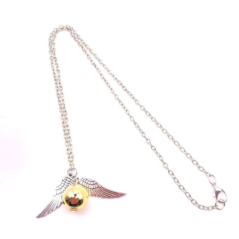 Mixed metal Silver and Gold Angel Wing Ball Necklace